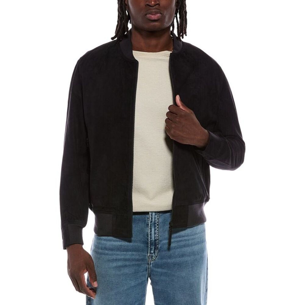 Blank Nyc Mens Suede Bomber Jacket, Blue